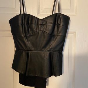 BCBG strapless faux leather bustier top